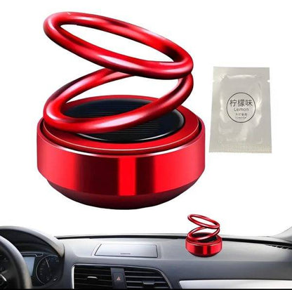 Solar Car Air Freshener – Rotating Double-Ring Dashboard Ornament