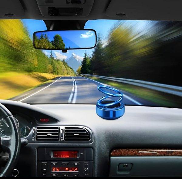 Solar Car Air Freshener – Rotating Double-Ring Dashboard Ornament