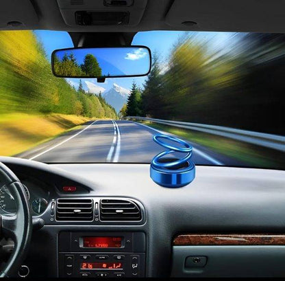 Solar Car Air Freshener – Rotating Double-Ring Dashboard Ornament